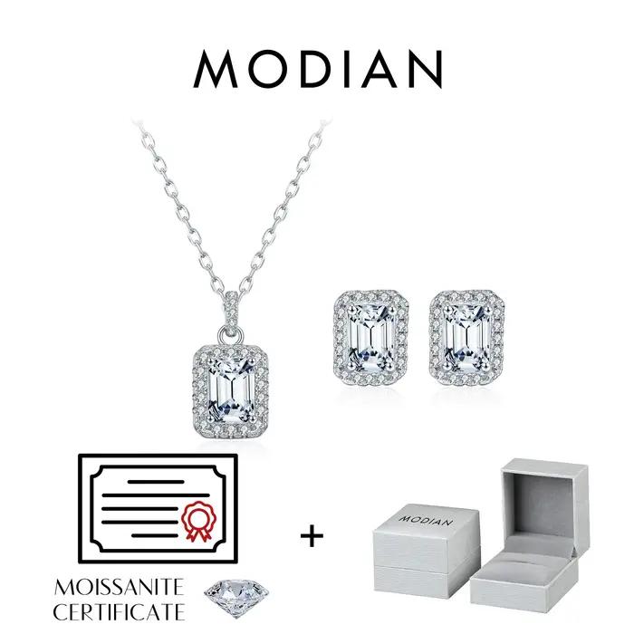 MODIAN – ensemble de Moissanite taille émeraude