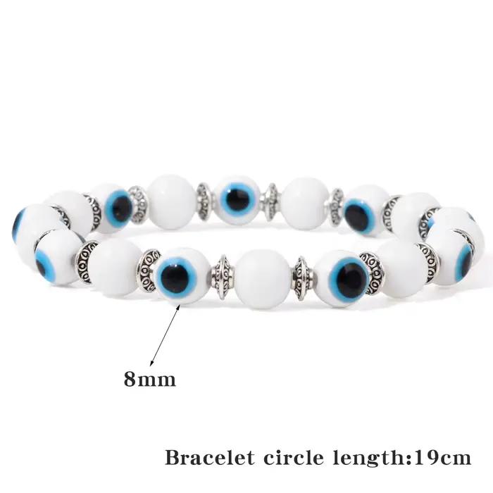 Bracelets mauvais œil colorés faits à la main pour hommes et femmes, bracelets perlés, bijoux élastiques, jaune, rose, noir, bleu, vert, mode