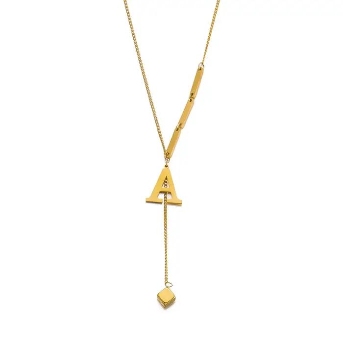 Acier inoxydable Métal 26 Lettres Anglaises Collier pour Femmes Or Document A-Z Initiale Gland Clavi