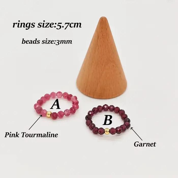 Bague réglable en plaqué or 18 carats avec pierre naturelle rose tourmaline pour femmes, design boho chic, ajustable, pour soirées et cérémonies