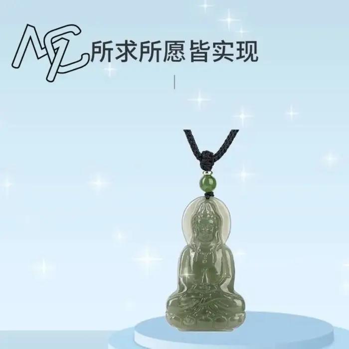 Collier pendentif tête de Guanyin en jade bijoux naturels pour femmes occasions spéciales cadeau traditionnel élégant