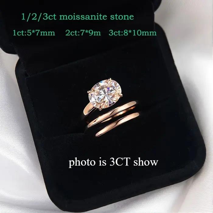 Smyoue 1CT-3CT certifié 14K plaqué Moissanite Solitaire bague femmes laboratoire de mariage diamant bande pur 925 argent 100% Shani Abergel