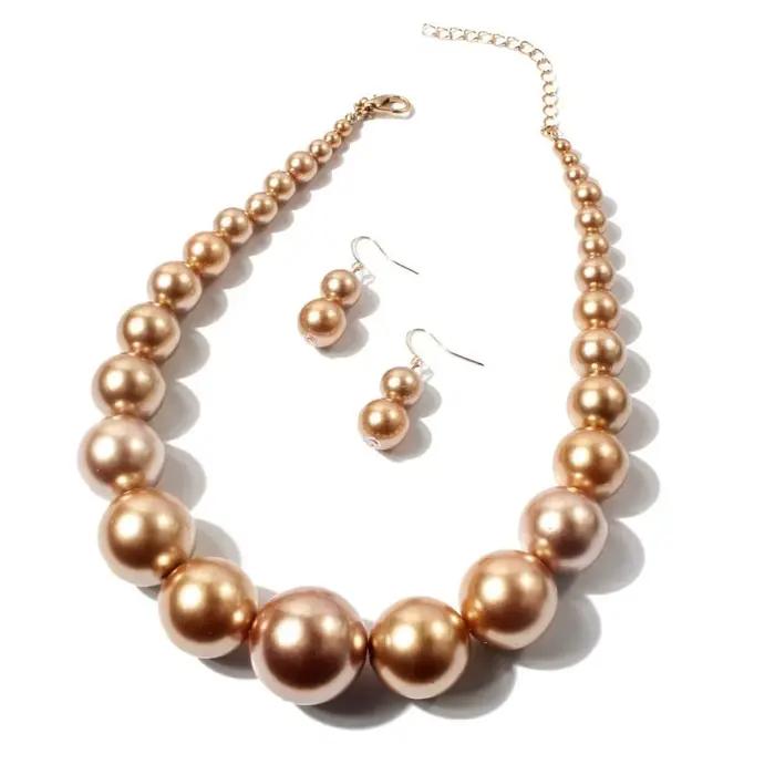 Collier ras du cou vintage élégant avec grandes perles, longueur 42 cm, chaîne de perles rondes, bijou de luxe exagéré pour mariage