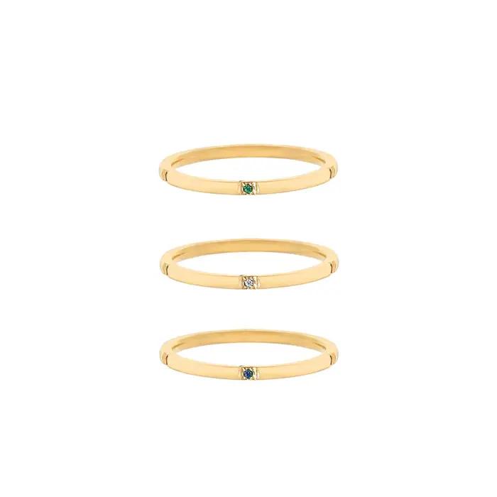 Bagues empilables en acier inoxydable plaqué or 18 carats pour femmes