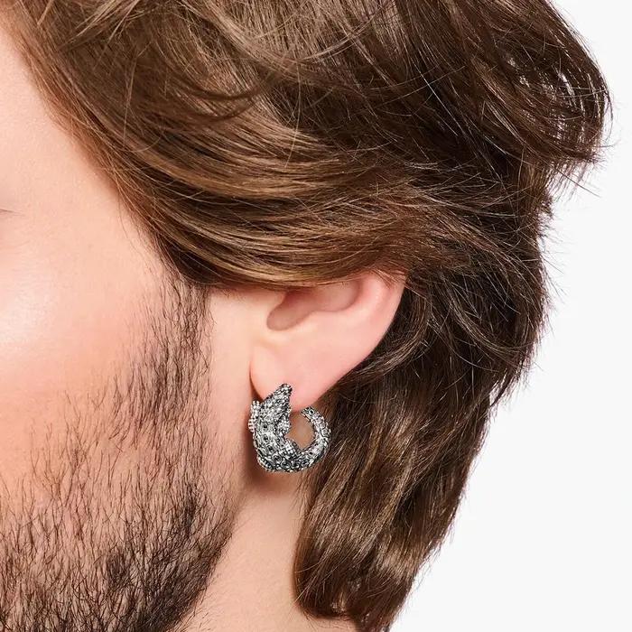 Boucles d'oreilles créoles articulées en forme de crocodile