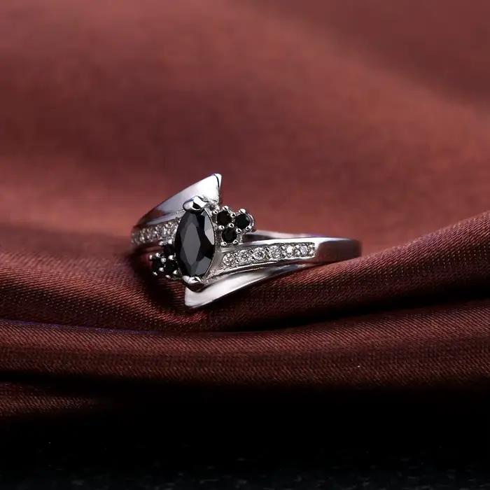 Bague de fiançailles couleur argent Sterling 925