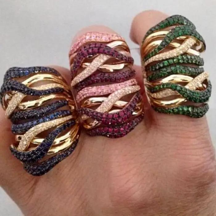 Missvikki-Grande bague multicolore de luxe pour femmes