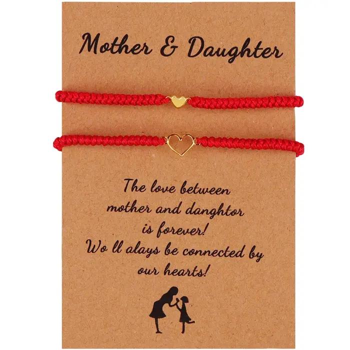 Cadeaux pour maman fille coeur correspondant Bracelets tressé corde Bracelet pour mère