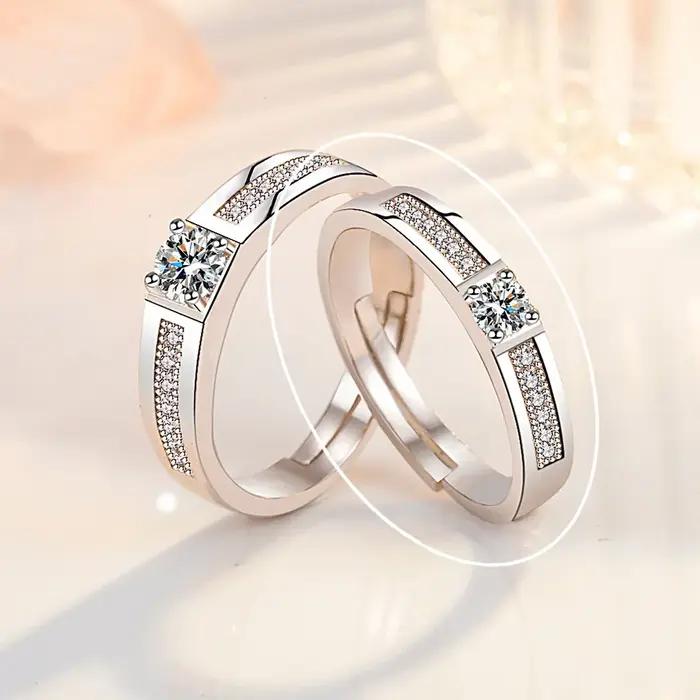 Bague en argent sterling 925 de luxe, simple et exquise, avec zircon, pour hommes et femmes, cadeau de mariage, bijou charmant