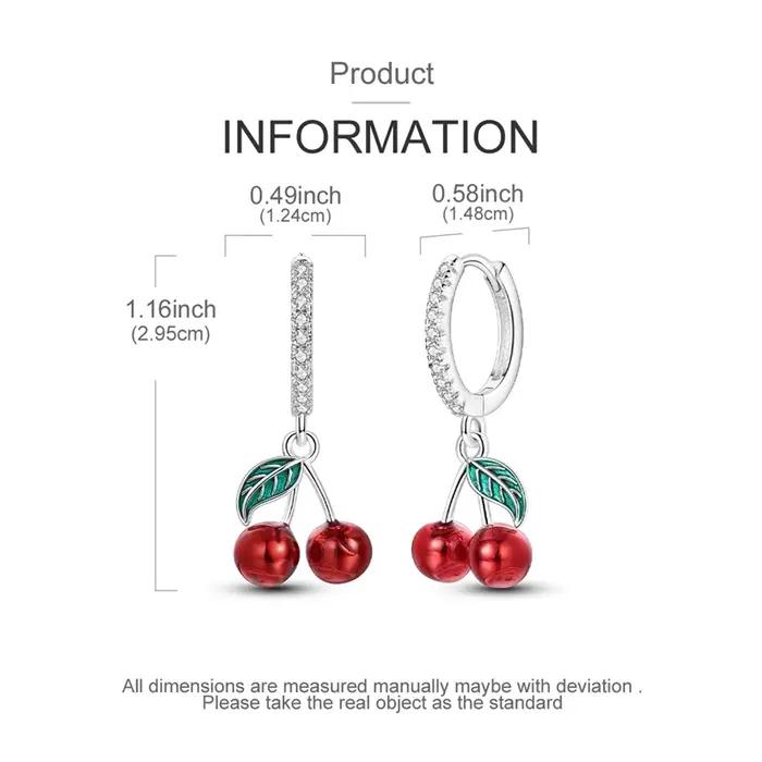 Boucles d'oreilles cerise originales en argent Sterling 925 avec zirconium pour femmes, bijoux de luxe, accessoires délicats pour occasions spéciales