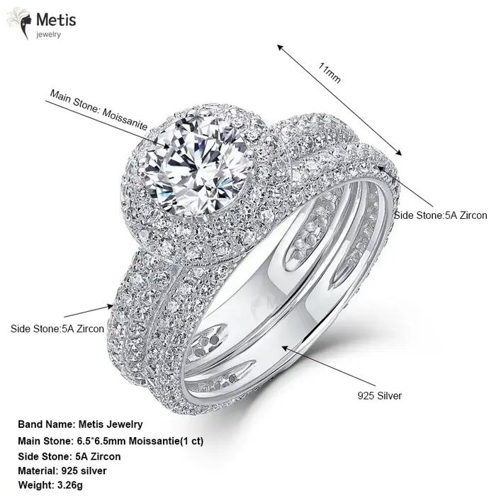 Metis – bague de luxe en Moissanite, certificat GRA, bagues en diamant de laboratoire, bijoux de mariage pour femmes, plaqué or 18 carats, argent S925