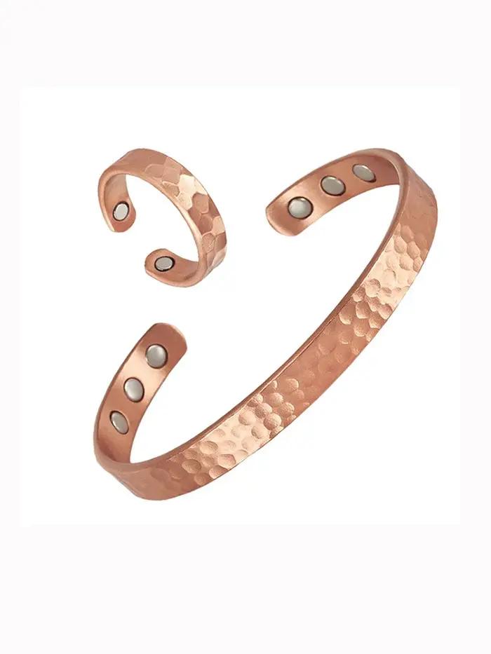 Ensemble de bracelets et bagues en cuivre pur