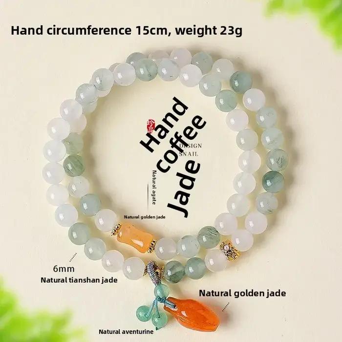 Tianshan montagne émeraude Double cercle Bracelet de perles femmes style chinois Jade boucle sûre Dongling