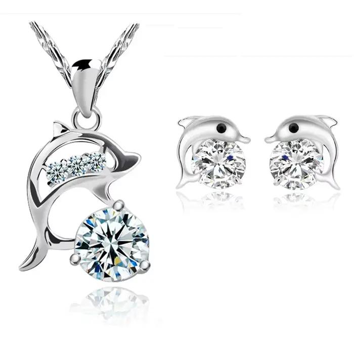 Ensemble de bijoux élégants en argent Sterling 925 Sakura dauphin Zircon