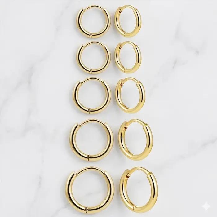 1 Paire de Boucles d'Oreilles Minimalistes Huggie Hoop 8/10/12mm en Acier Inoxydable 316L Hypoallergénique pour