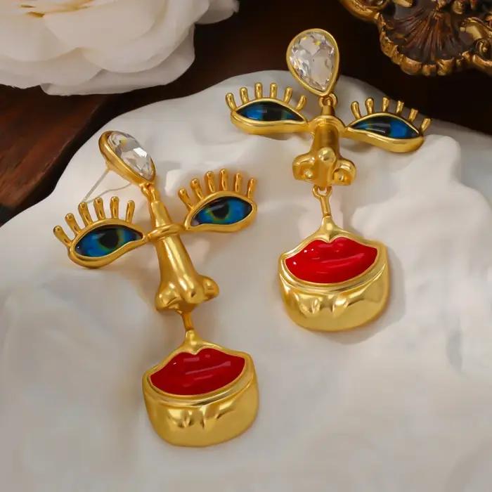 Ensemble de collier et boucles d'oreilles en alliage rétro pour femmes