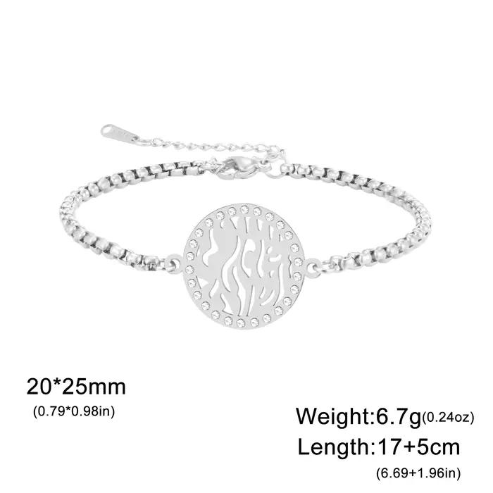 Kkjoy Bracelet en acier inoxydable fait à la main en or 18 carats avec breloque circulaire creuse