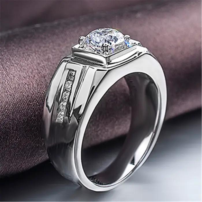 Bague de cocktail pour femme en argent sterling 925 motif géométrique avec zirconium pour mariage et occasion spéciale