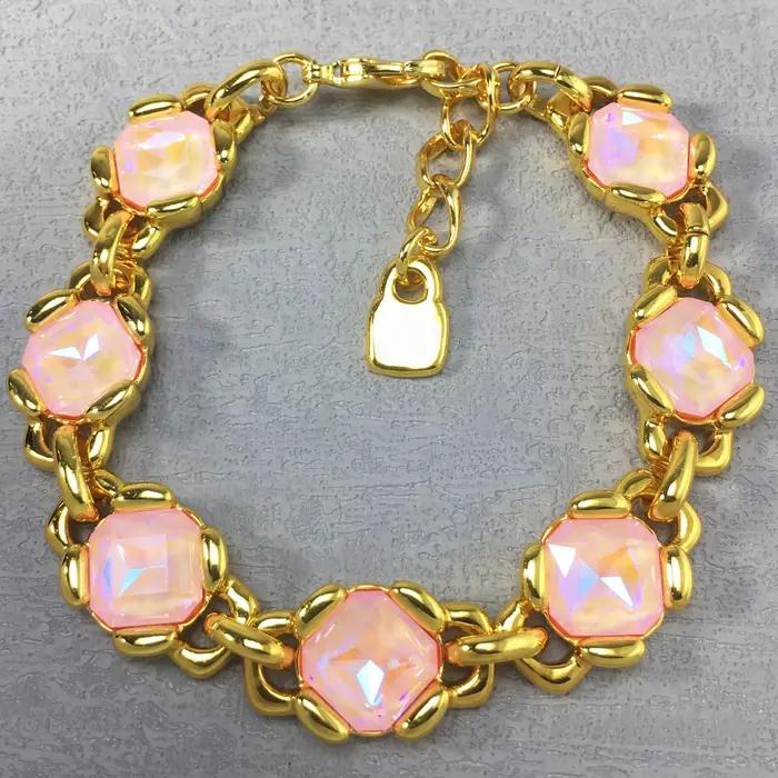 Bracelet en cristal quadrilatère coloré de Style palais scintillant, accessoires pour femmes, cadeau