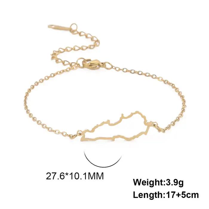 Bracelet pendentif creux en acier inoxydable avec contour de la carte du Liban EUEAVAN, bijoux géographiques pour femme