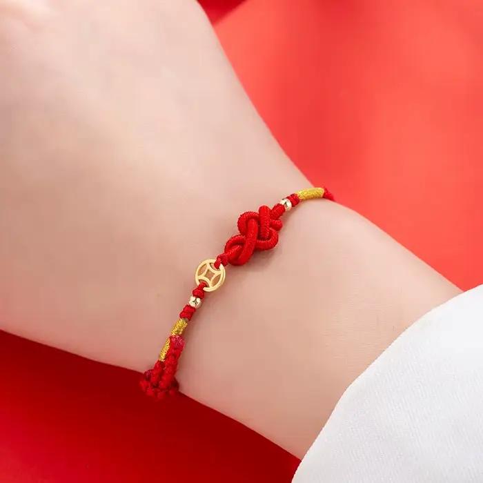 Bracelets en corde rouge avec nœud porte-bonheur Simple pour femmes et hommes