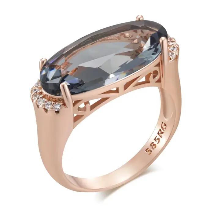 Wbmqda – bague ovale en pierre marron pour femmes, couleur or Rose 585, accessoires de bijoux de lux
