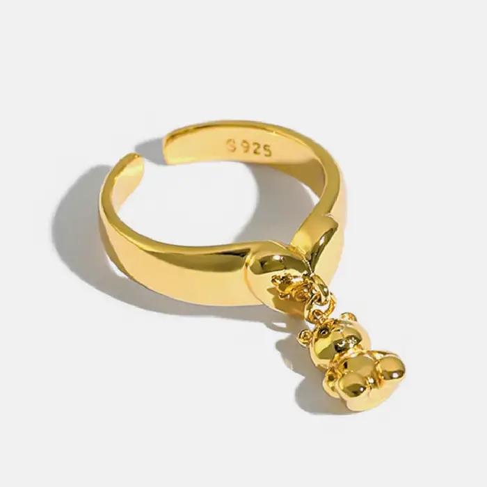 YIZIZAI Ins coréen mignon dessin animé Mini ours anneau pour dame femmes or argent couleur anneaux pendentif bijoux Anillo prix de gros chaud
