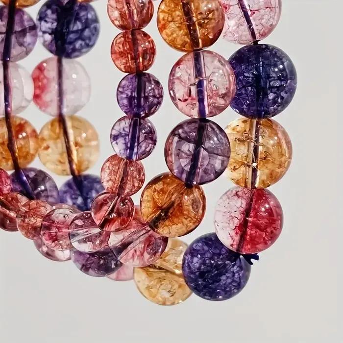 Bracelet en cristal fait à la main pour homme et femme avec perles et finition métallique violette pour occasions spéciales et cadeaux d'anniversaire
