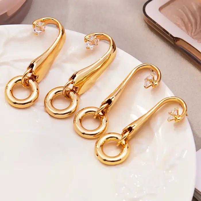 Liora Chic cubique zircone boucles d'oreilles pour femmes cuivre PVD plaqué or acier inoxydable hypoallergénique