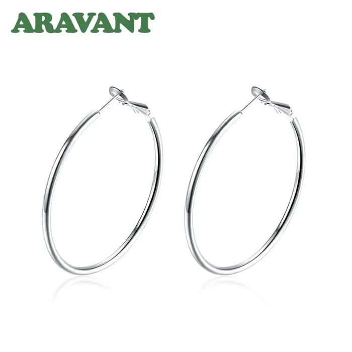 Aravant-Boucles d'oreilles créoles en argent 925 pour femme
