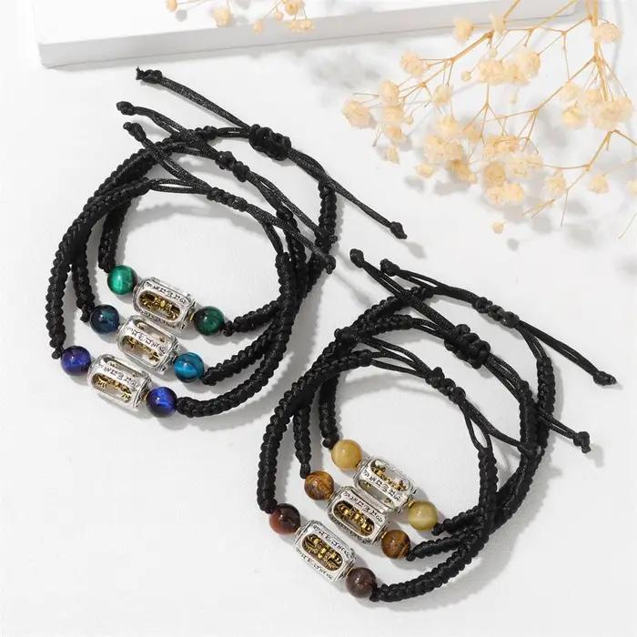 Bracelet en pierre d'oeil de tigre pour hommes et femmes
