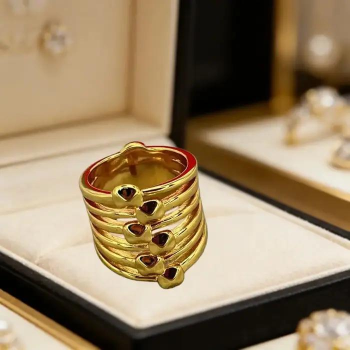 Bague Géométrique Vintage Espagne 2026 en Métal Doré et Argenté