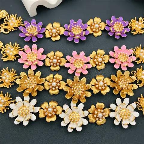 Nouveau Collier Femme en Émail à Motif Floral