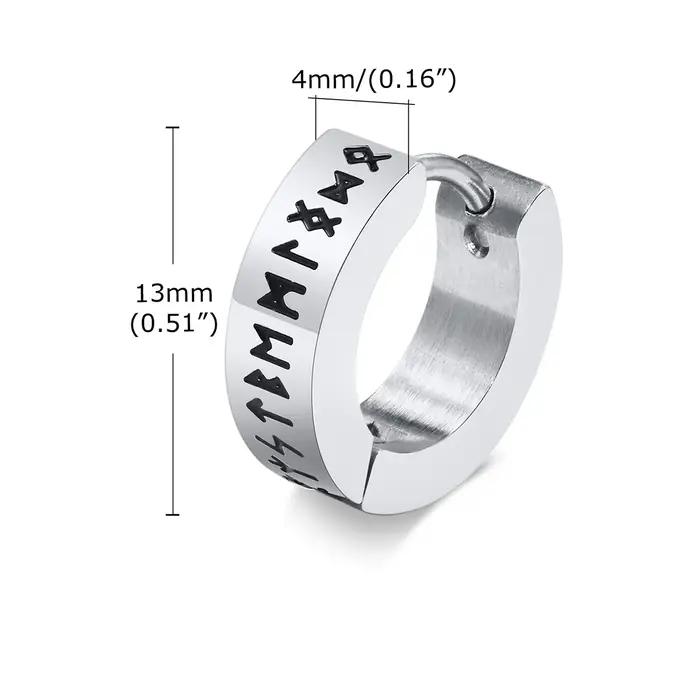 Boucles d'oreilles créoles Rune Viking pour hommes