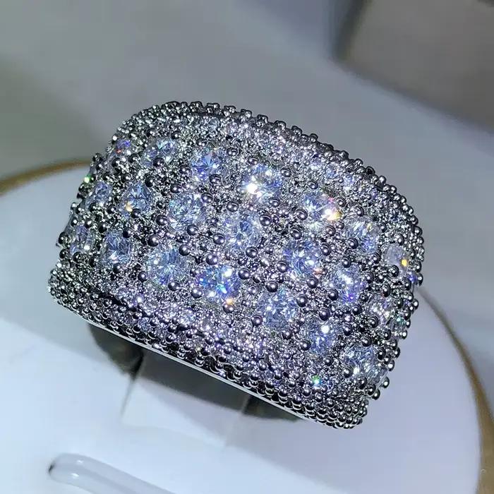 Bague de fiançailles ronde en argent Sterling 925 pour femmes