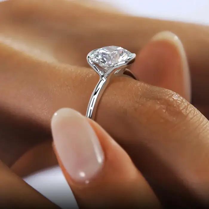 RAPRGOLD 1CT Moissanite classique Solitaire bague de mariage 925 en argent Sterling dames bagues de fiançailles pour les femmes bijoux fins cadeaux