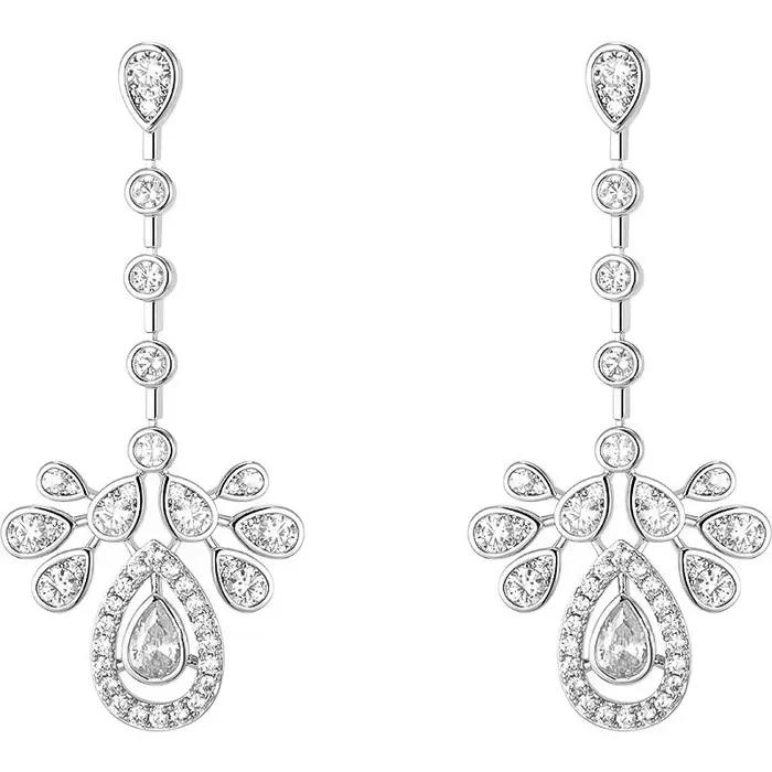 Boucles d'oreilles pendantes classiques plaquées or blanc pour femme, avec design goutte, bijoux de