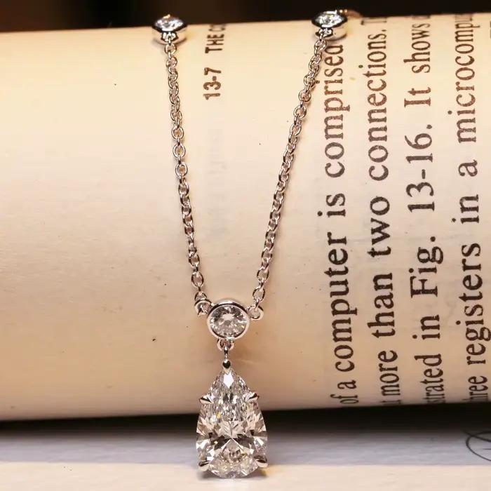 BXINY 4CT poire coupe Moissanite pendentif collier S925 argent goutte d'eau laboratoire diamant bulle cou chaîne pour les femmes bijoux fins cadeaux