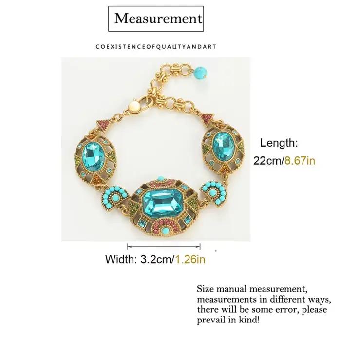Bracelet Bohème Antique en Cristal Naturel et Cuivre Plaqué Or pour Femmes Occasions Spéciales Fantaisie Vintage