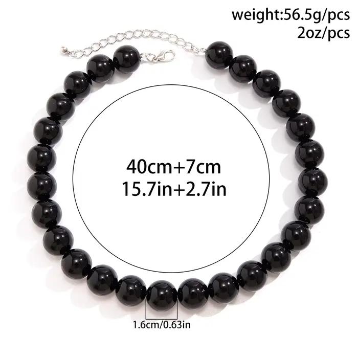 Collier Kpop Mode Grand Lisse Noir Rouge Perles Rondes Acrylique Tour De Cou Bijoux Sur Le Collier Occasions Spéciales