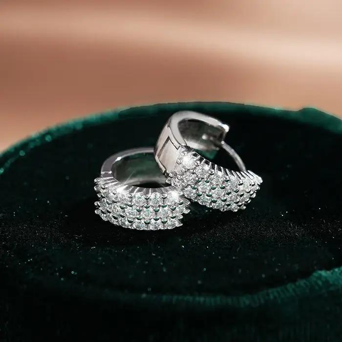Boucles d'oreilles Moissanite complètes pour femmes S925 bijoux de mariage en argent Sterling