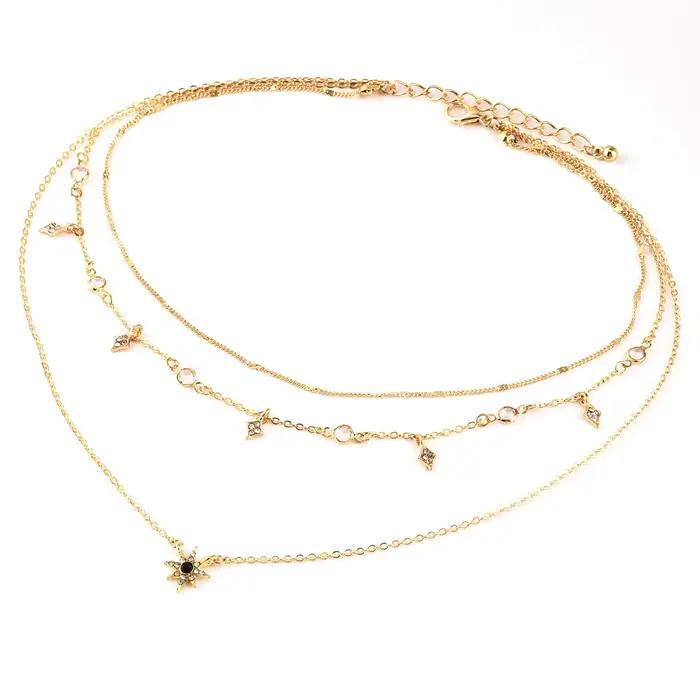 Bls-miracle Boho cristal pendentif collier mode multicouche étoile colliers déclaration pont chaîne pour femmes bijoux cadeau NX-53