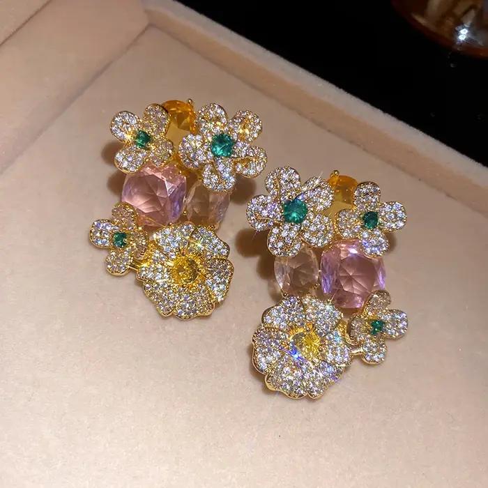 Boucles d'oreilles pendantes ovales en cristal, bijoux d'oreille tendance pour femmes, vente en gros