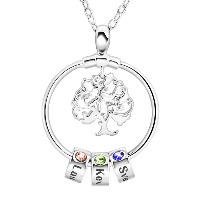 Collier personnalisé avec noms de famille et pierre de naissance pour la fête des mères cadeau unique bijou familial occasions spéciales