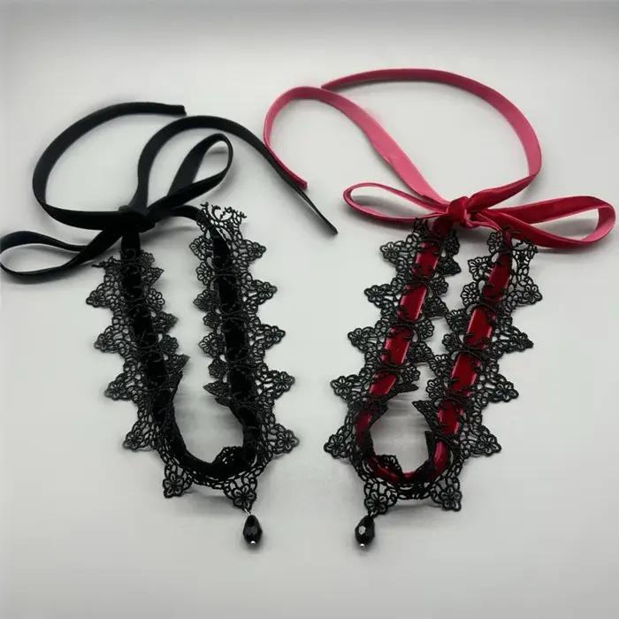 Collier ras du cou gothique en velours pour femmes