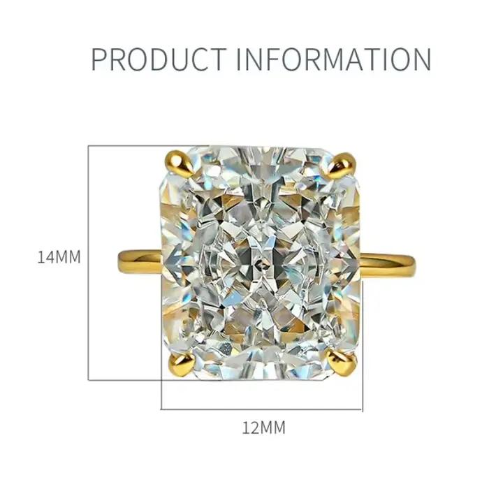 Bague de fiançailles de luxe en diamant de laboratoire 12 carats avec argent 925