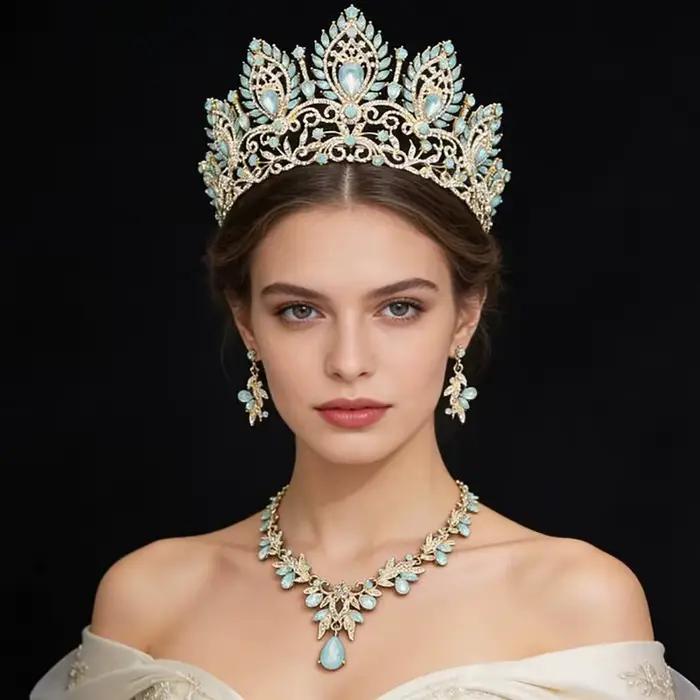 Parures de bijoux de mariée de luxe pour femmes : collier