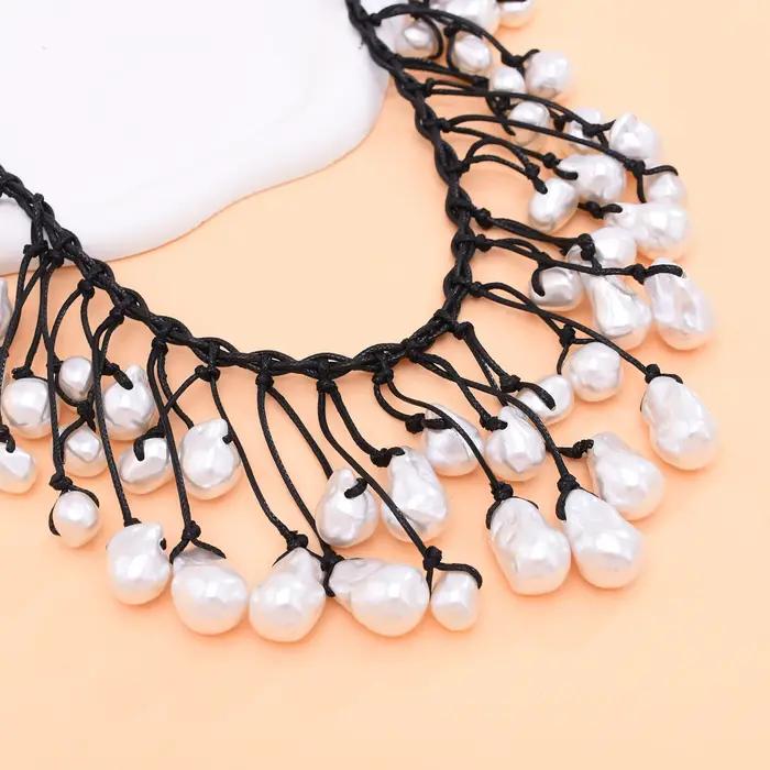 Collier de luxe en Imitation de perles baroques pour femmes