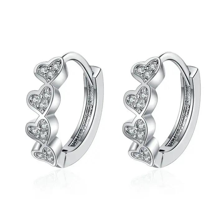 Boucles d'oreilles en argent Sterling 925 et zircone