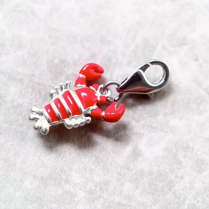 Pendentif Homard Rouge en Argent Sterling 925 Mignon et Romantique Idéal pour Fiançailles Mariages et Présents de Noël